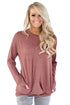 Sexy Rust Red Casual Pocket Style Long Sleeve Top